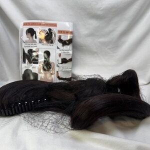 Claw Clip Hair Extentsion Ponytail Dark Brown Wavy 18" Synthetic Fiber